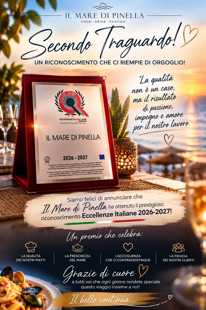 Attestato Eccellenze Italiane 2026-2027, Il Mare di Pinella